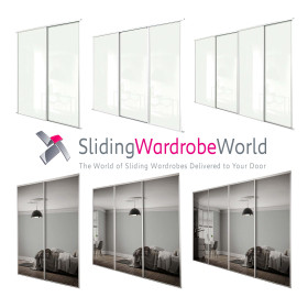 Purchase White Frame White Glass Mirror Classic Sliding Door