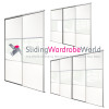 SILVER Frame ARCTIC WHITE Glass WIDELINE 'Stanley Design' Sliding Door Kits (All Sizes)