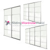 SILVER Frame 4 Panel ARCTIC WHITE Glass 'SpacePro' Sliding Door Kit (All Sizes) 