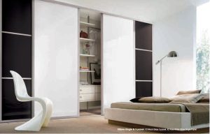 White Glass Sliding Wardrobe doors Ellipse