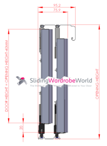 Side View of Standard SpacePro Standard Sized Door Track System
