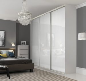 Made to Measure Sliding Wardrobe Doors in Pure White with Silver frame