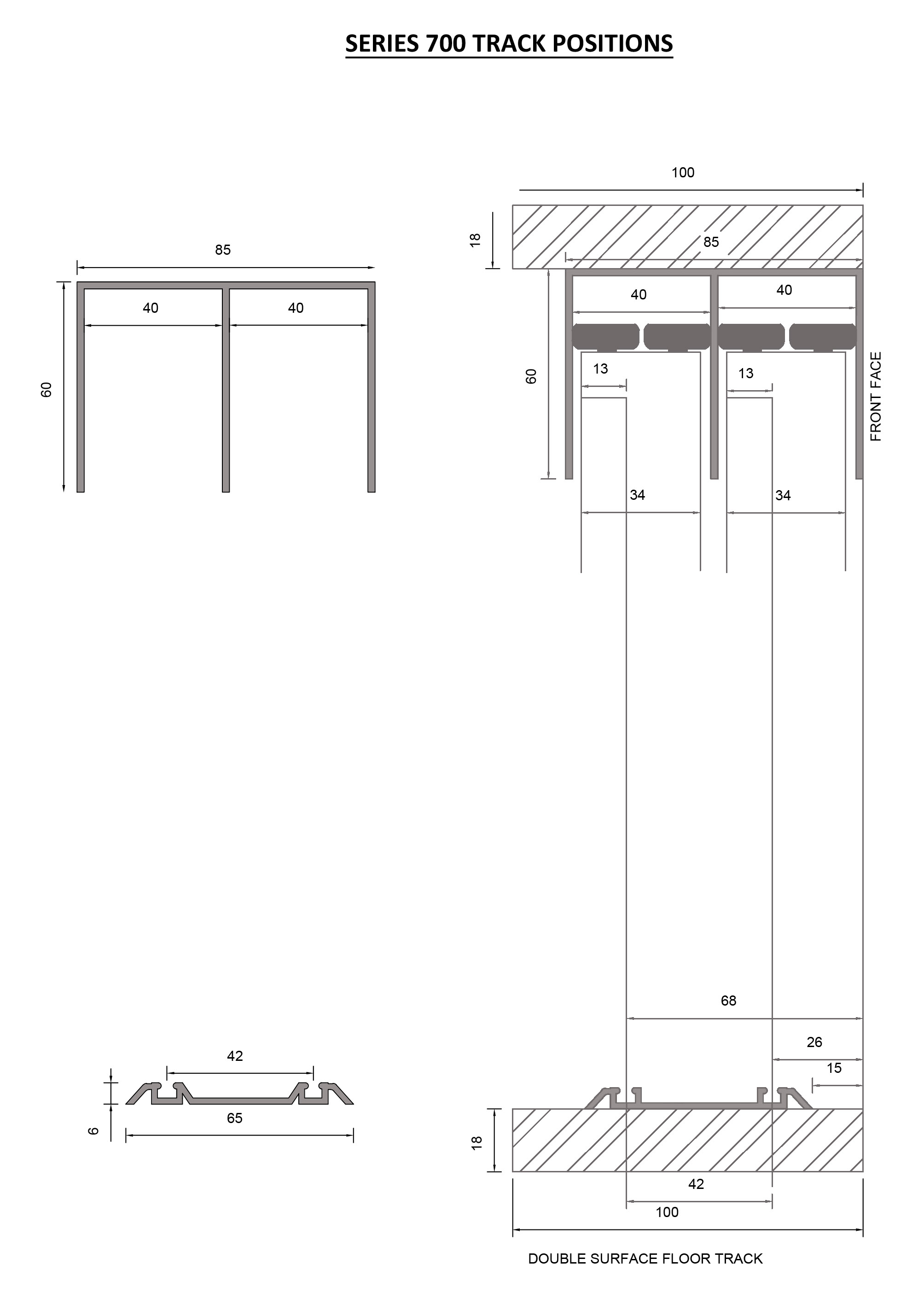Series 700 Sliding Wardrobes Door Technical Drawing