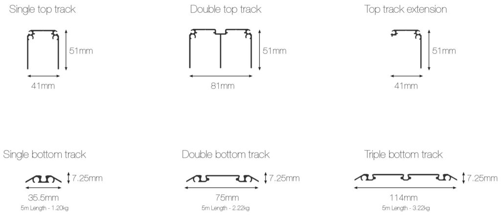 SpacePro Universal Aluminium Track System Double, Single and Triple Track