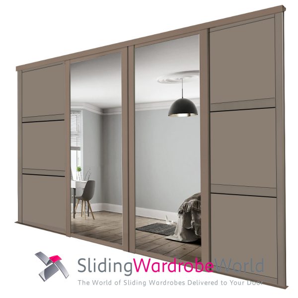 WIDELINE Stone Grey Shaker - 3 Doors - 2 Panel & 2 Mirror