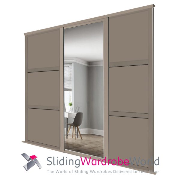 WIDELINE Stone Grey Shaker - 3 Doors - 2 Panel & 1 Mirror