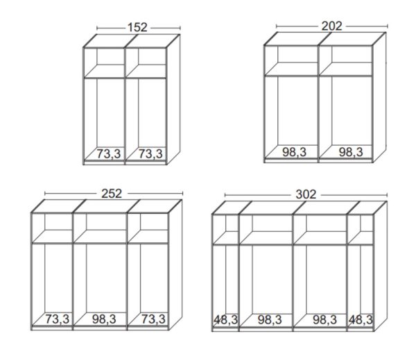 The internal carcass sizes and layouts.