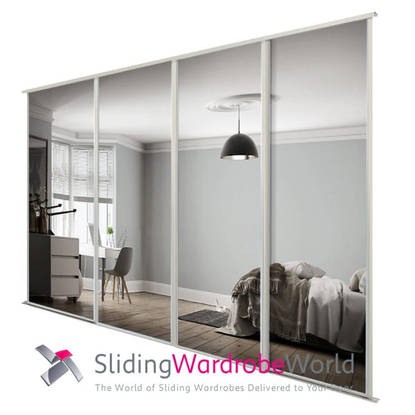 4 SpacePro Cashmere mirror Sliding Wardrobe Doors & Track