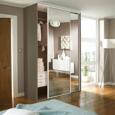 WHITE Frame ARCTIC WHITE Glass and Mirror 'Classic' Sliding Door Kits ...