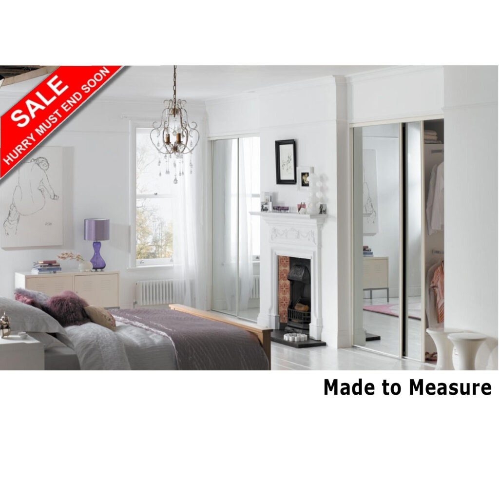 4 WHITE 'Made to Measure' Mirror Sliding Wardrobe Doors 4.0m MAX