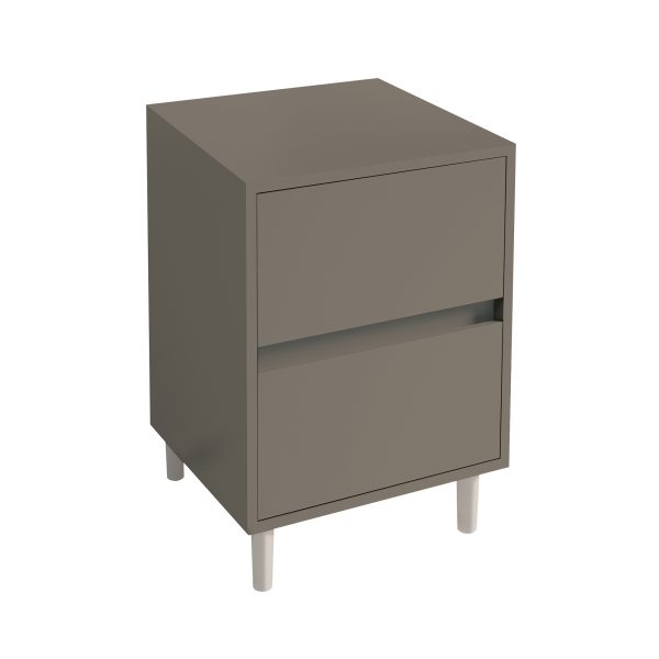 SpacePro Freestanding 2 Drawer Bedside Chest STONE GREY