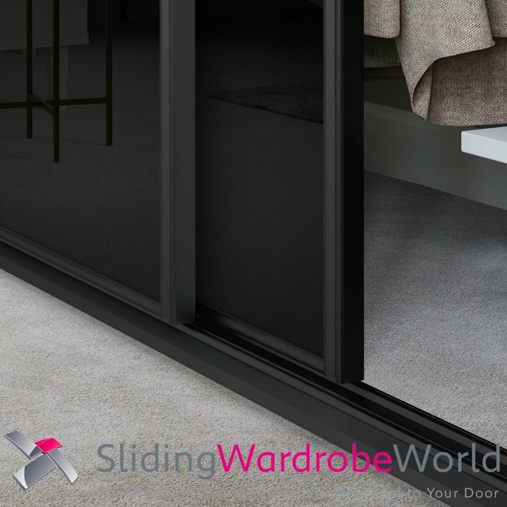 Spacepro Black Frame Black Glass Or Mirror Sliding Wardrobe Door Kits Many Sizes Sliding 3323