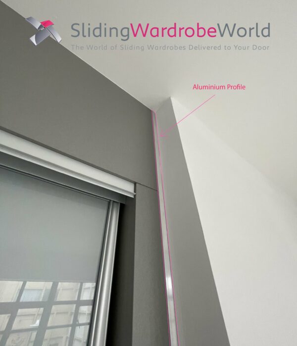 Aluminium profile for fitting side panels to sliding wardrobe doors