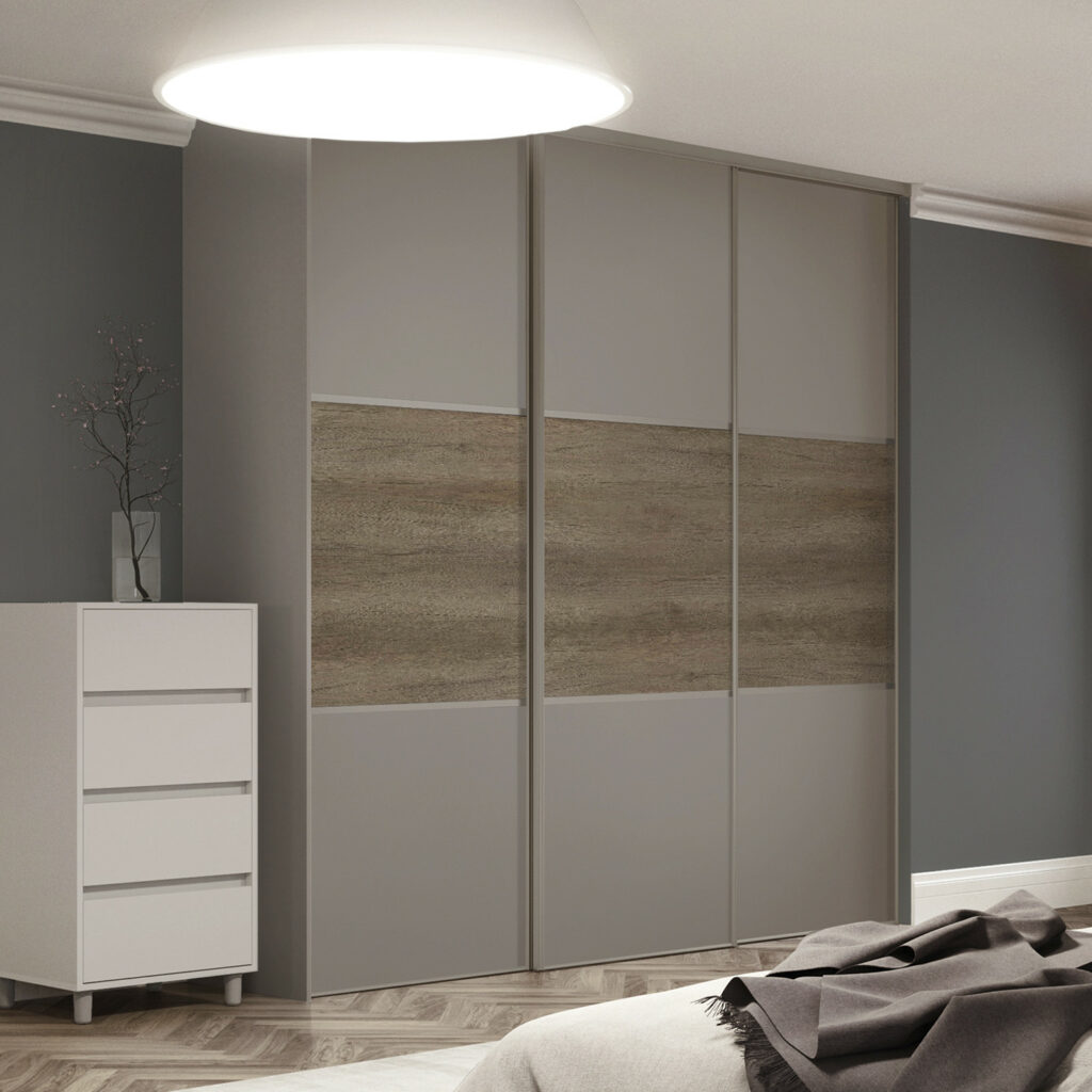SpacePro CLASSIC STONE GREY & NEBRASKA OAK Sliding Wardrobe Door Kits