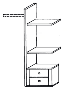 Laundry Shelf - 2 drawers,2 shelves, hanging rail, mid panel - wiemann