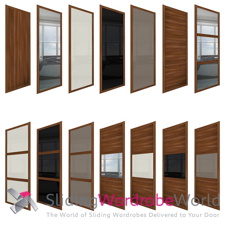 SpacePro Walnut Frame Sliding Wardrobe Doors (FREE Track Set*) Shaker