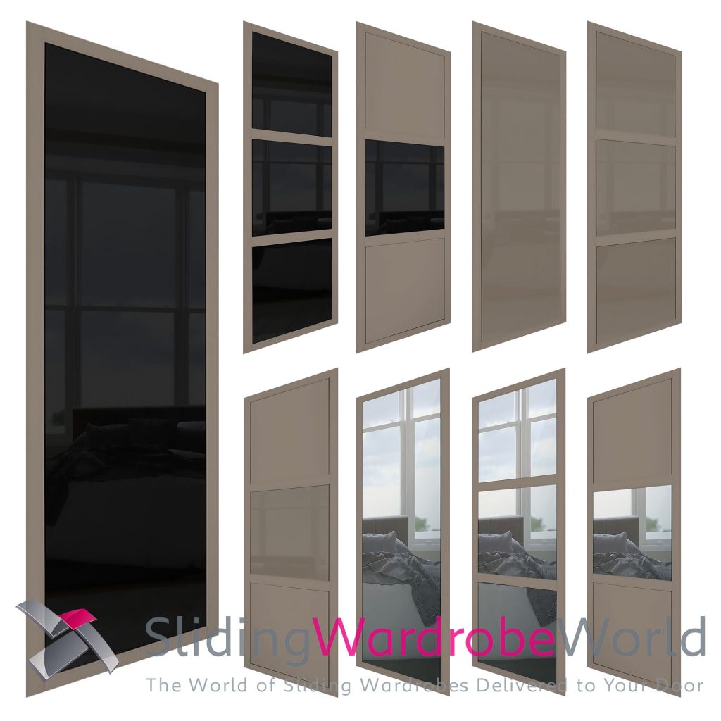 SpacePro Stone Grey Frame Sliding Wardrobe Doors (FREE Track Set
