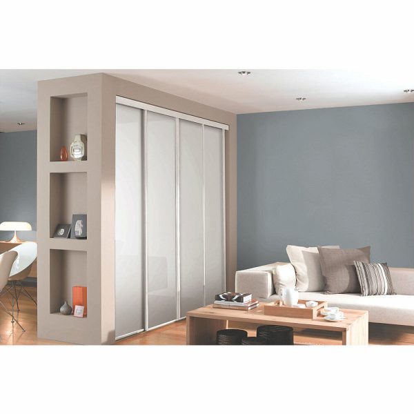 SpacePro Classic WHITE Framed WHITE GLASS Sliding Wardrobe Door Kits - All sizes - Image 5