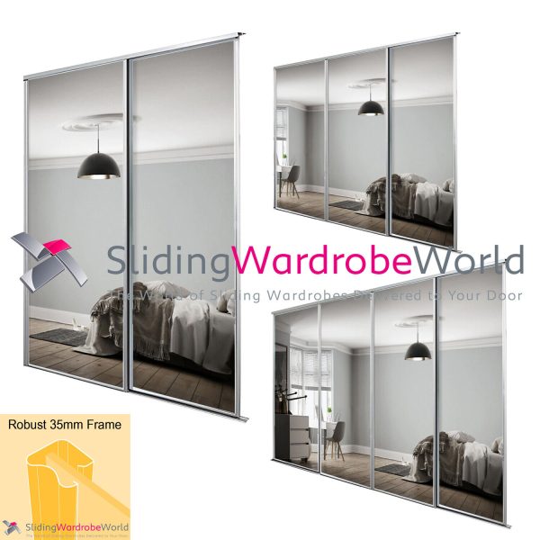 SpacePro Classic SILVER Frame  Mirror Sliding Door Kits (All sizes)