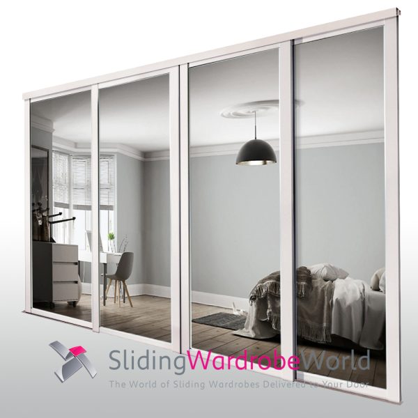 4 Shaker White Mirror Doors 914mm