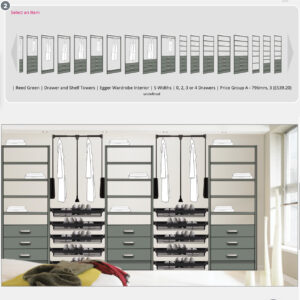 Reed Green Wardrobe Interior Drawer, Hanging and Shelving Towers