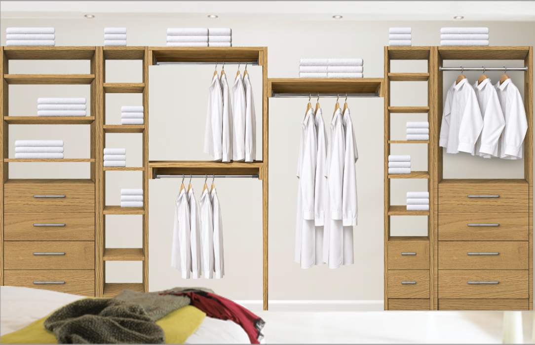 | Natural Lancaster Oak | Egger Drawer, Shelf & Hanging Towers | 5 Widths | 0, 2, 3 or 4 Drawers | Price Group C